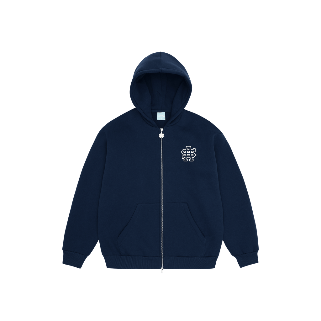 Logo Puff Print Zip-Up Hoodie [NAVY]