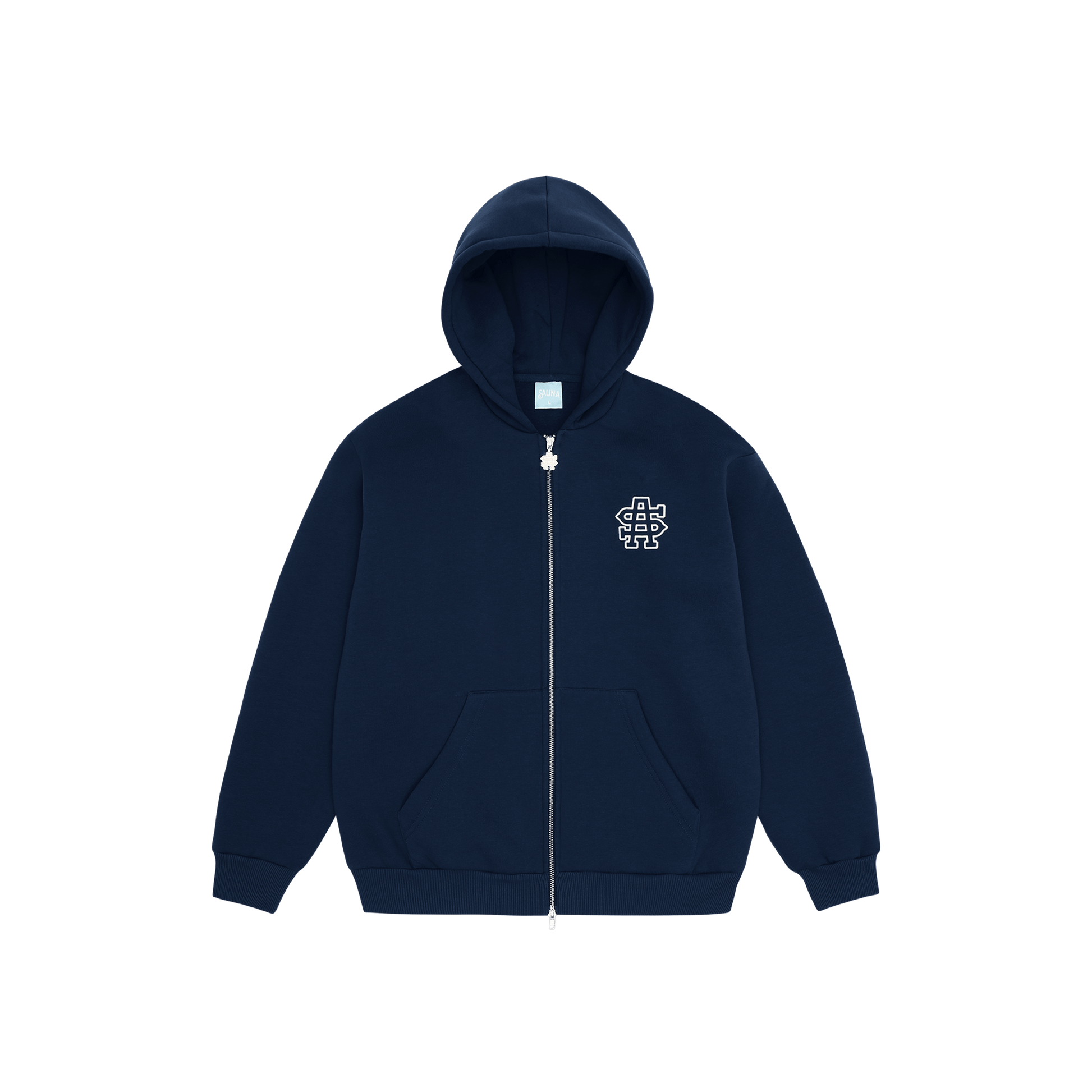 Logo Puff Print Zip-Up Hoodie [NAVY]