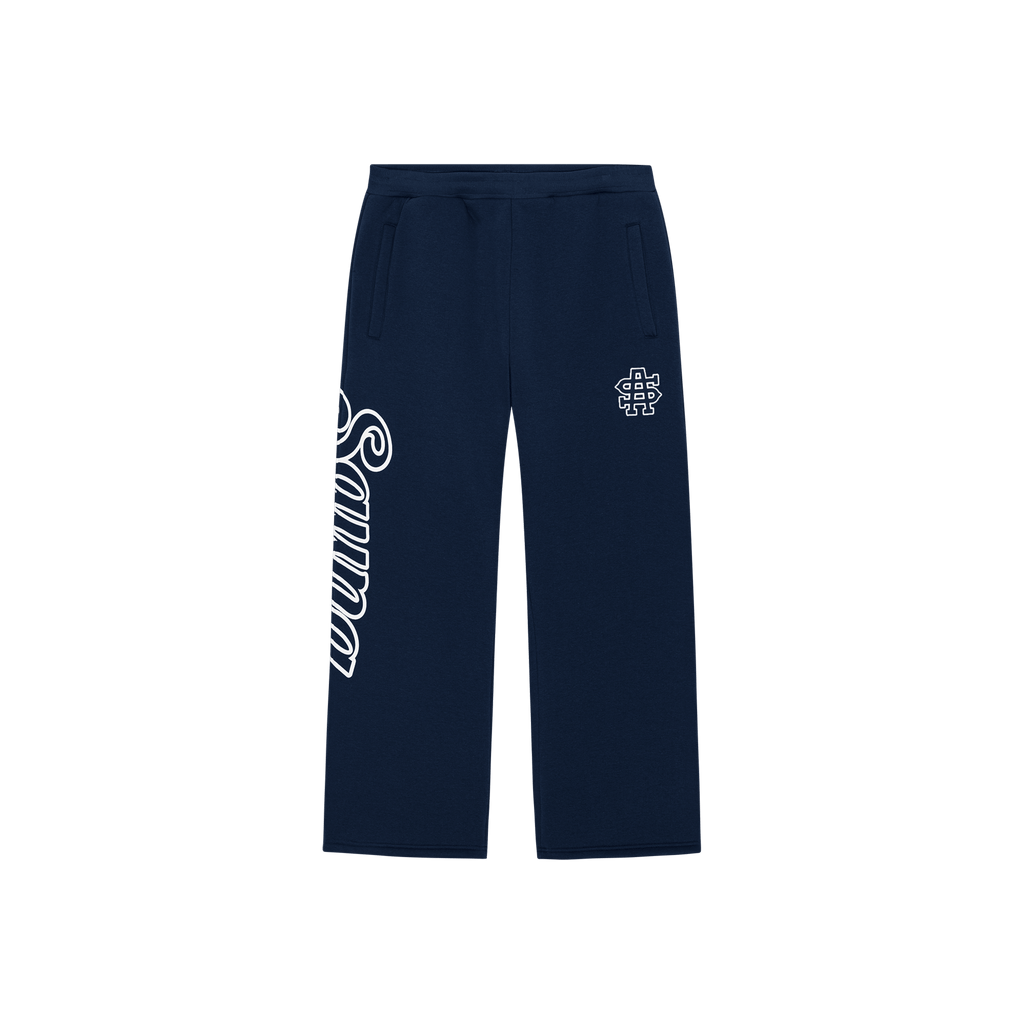 Logo Puff Print Zip-Up Sweatpants [NAVY]