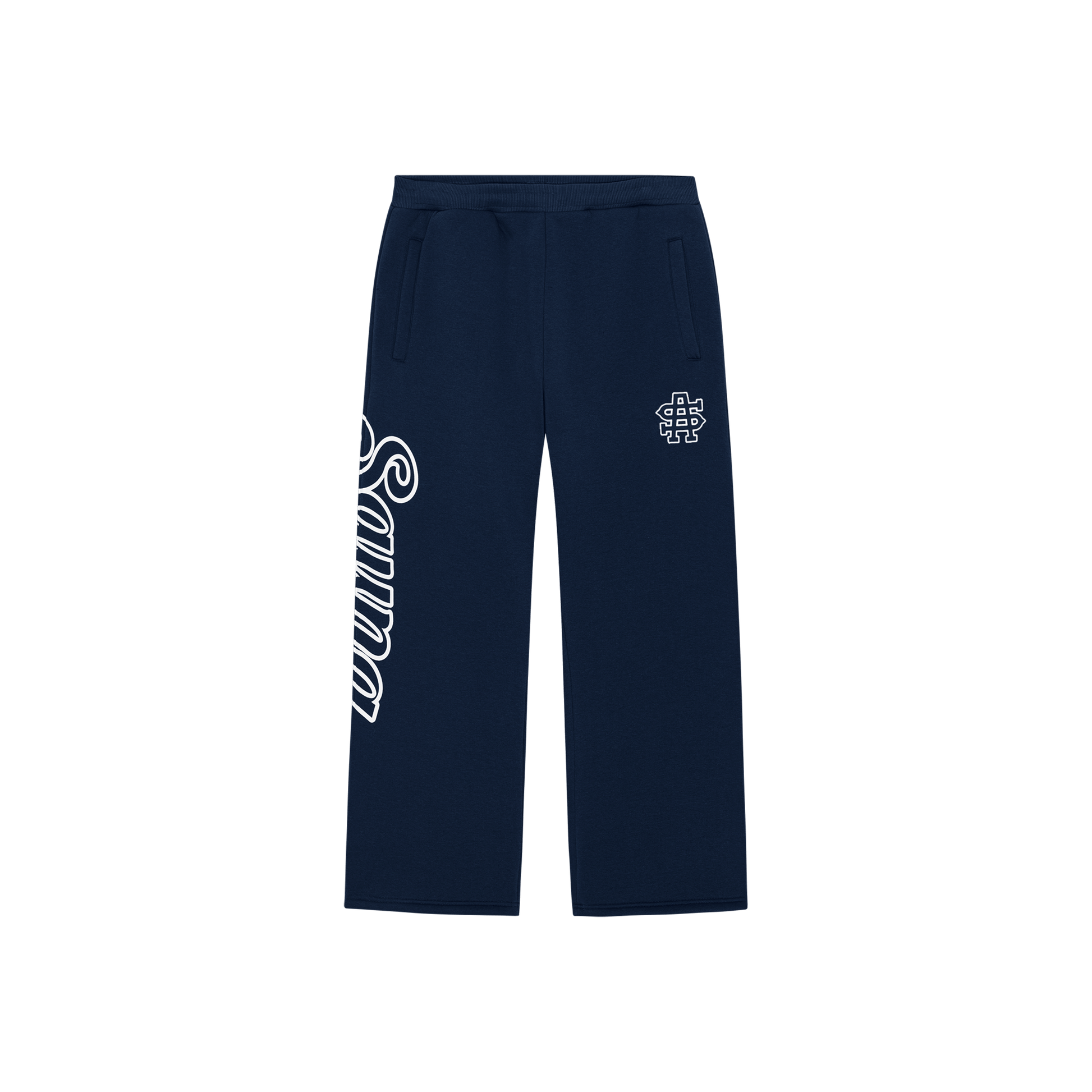 Logo Puff Print Zip-Up Sweatpants [NAVY]