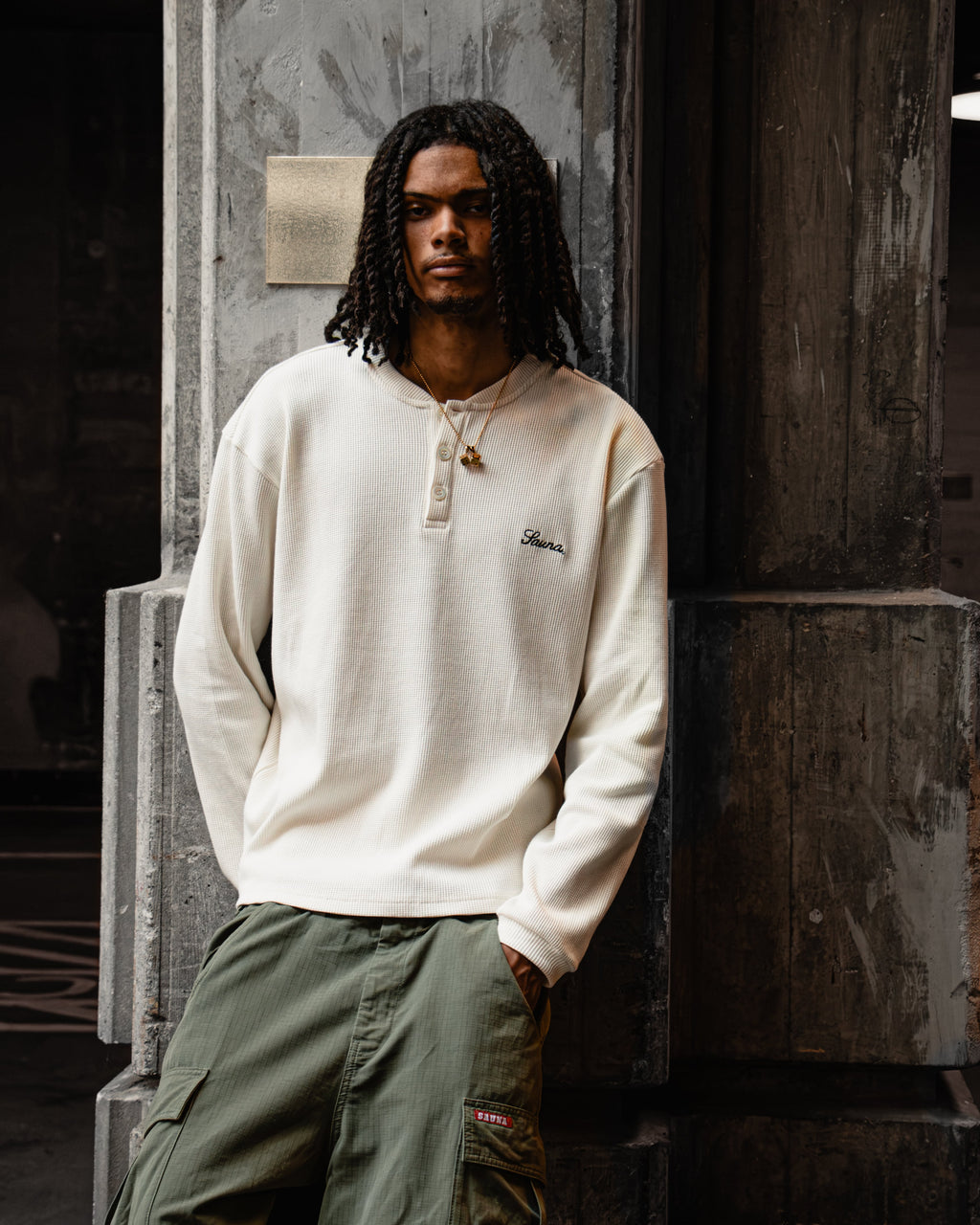 Waflle Henley L/S [Off-White]