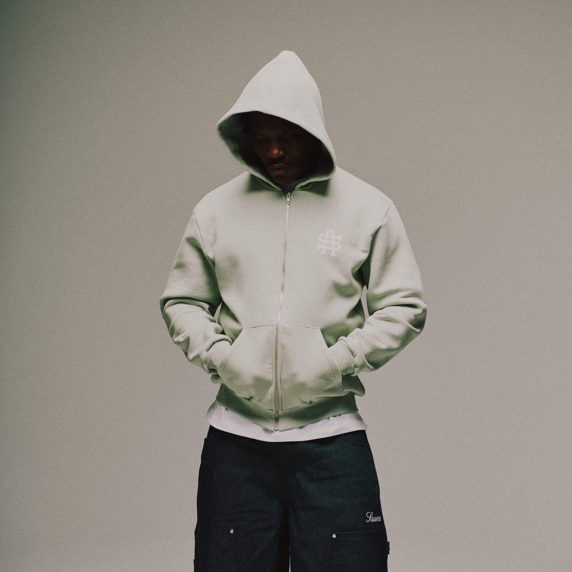 SA Mini Logo Zip-Up Hoodie [Khaki]