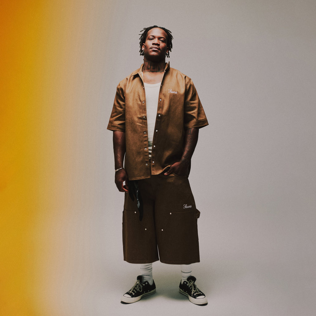Denim Workwear Shorts [Brown]