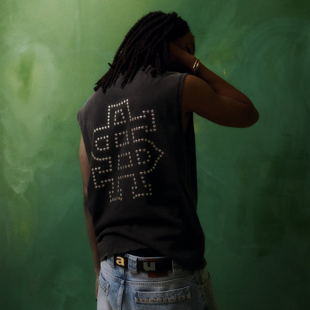 Sleeve Less Star Tee [Washed Black]