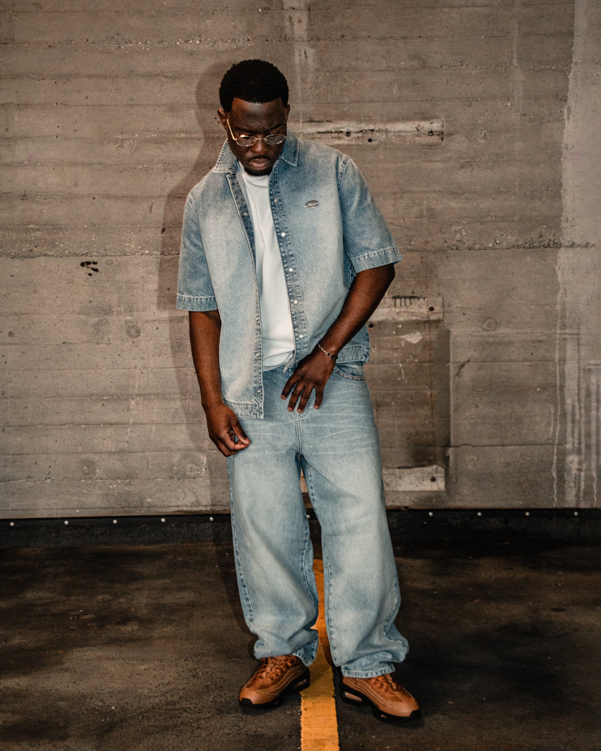 Denim Vintage Washed Baggy Jeans [Light Blue]