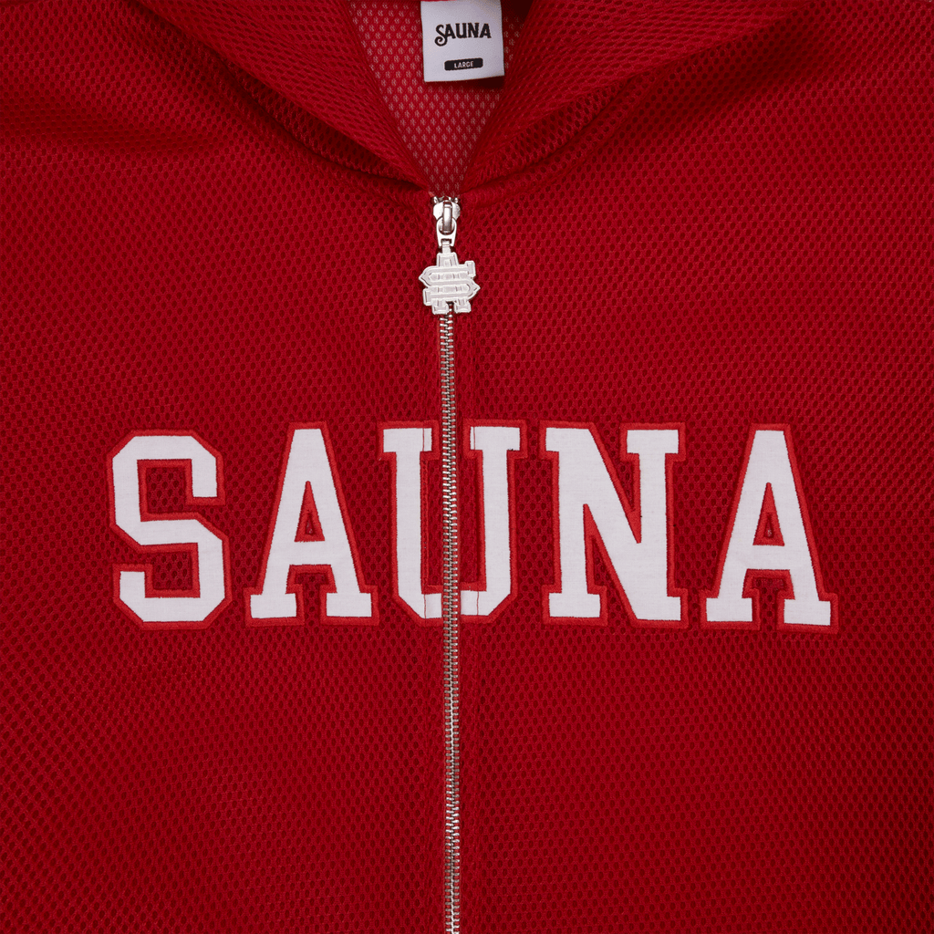 Mesh Zip-Up Hoodie [Red]