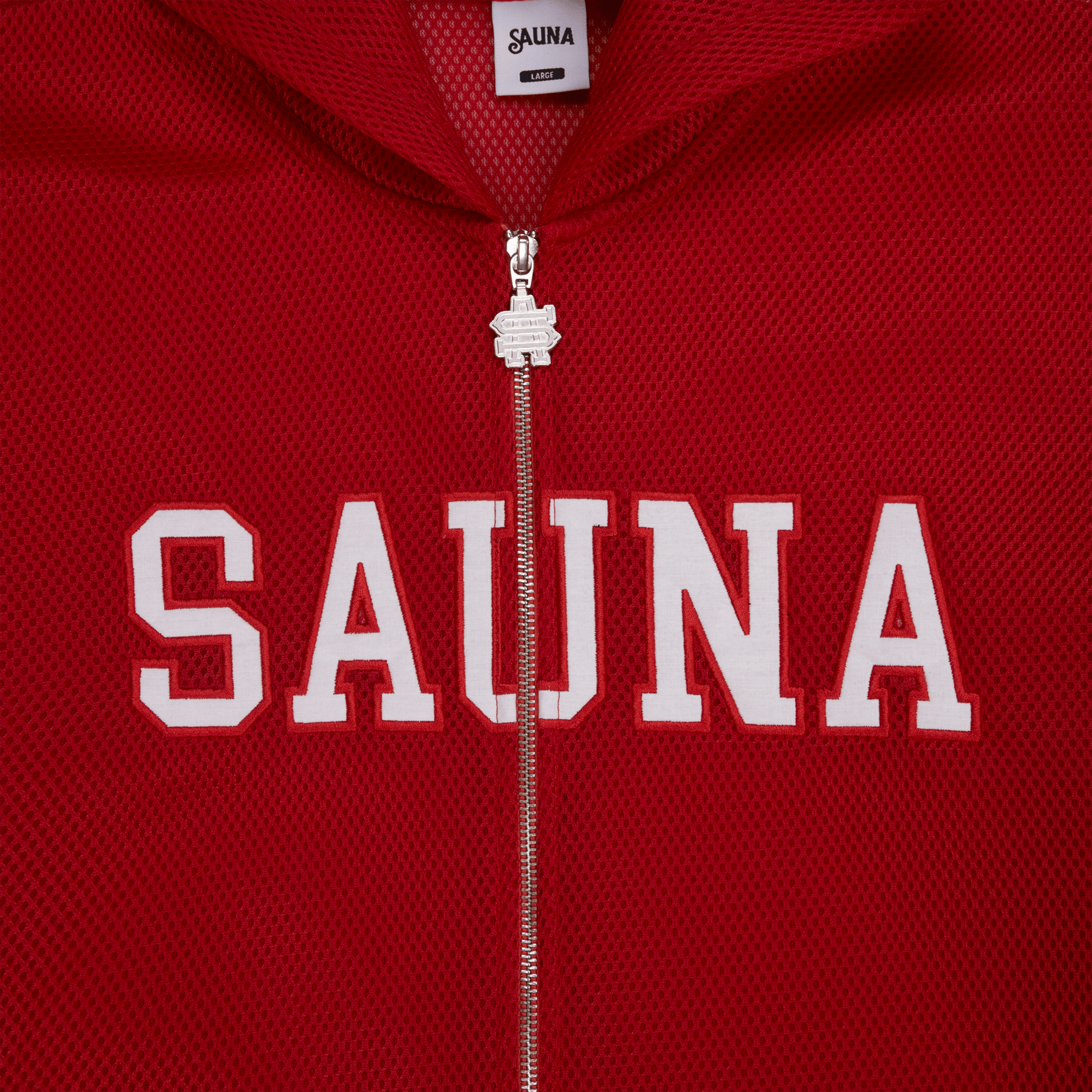 Mesh Zip-Up Hoodie [Red]