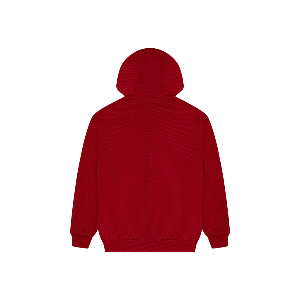 Mesh Zip-Up Hoodie [Red]