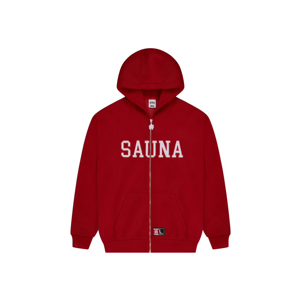 Mesh Zip-Up Hoodie [Red]