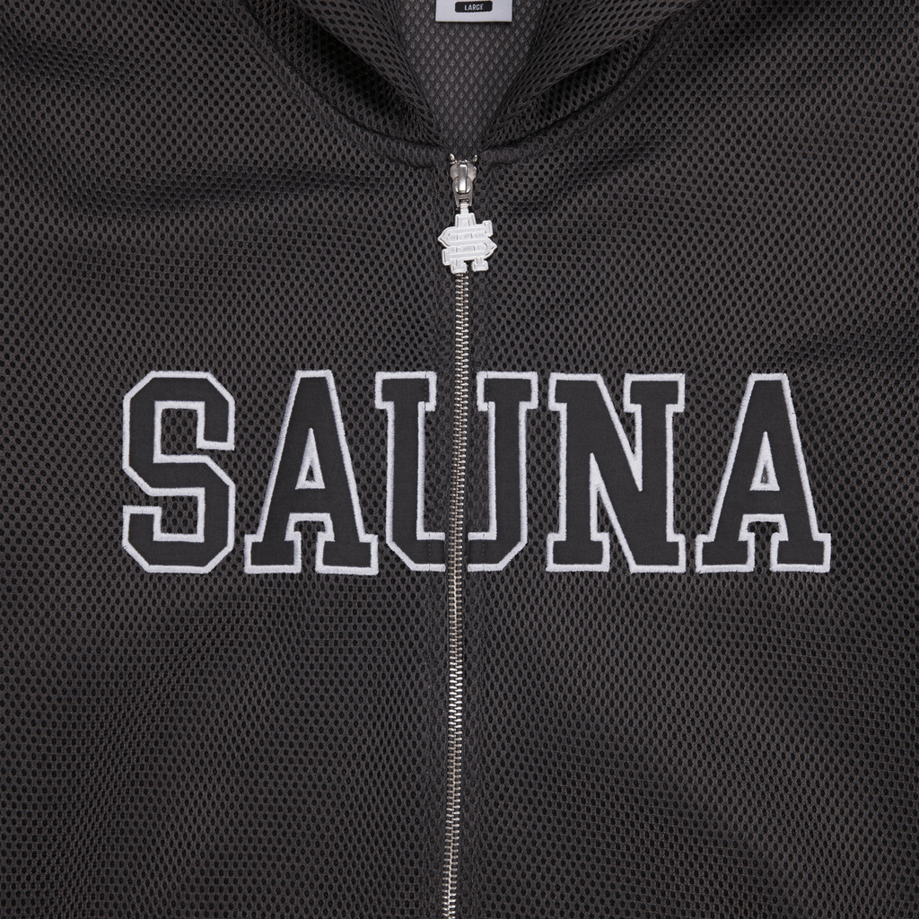 Mesh Zip-Up Hoodie [Grey]