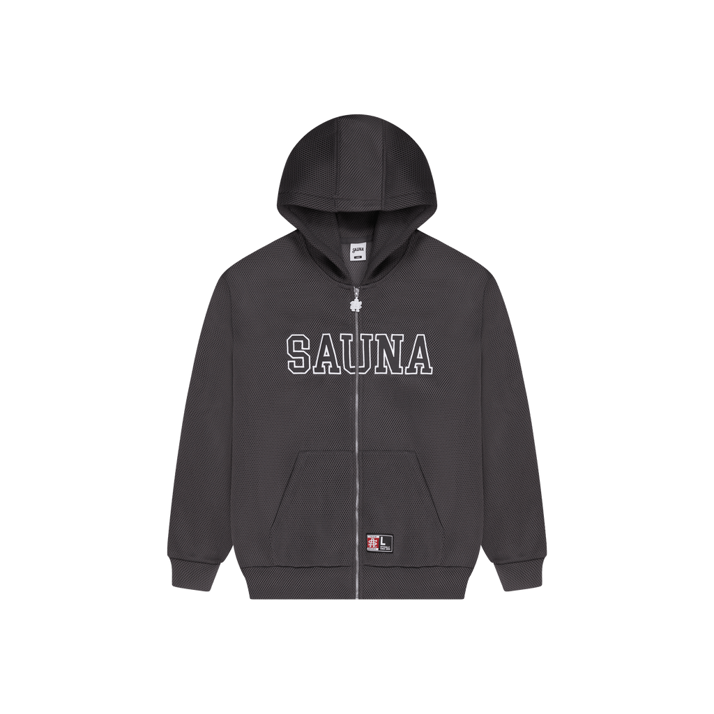 Mesh Zip-Up Hoodie [Grey]