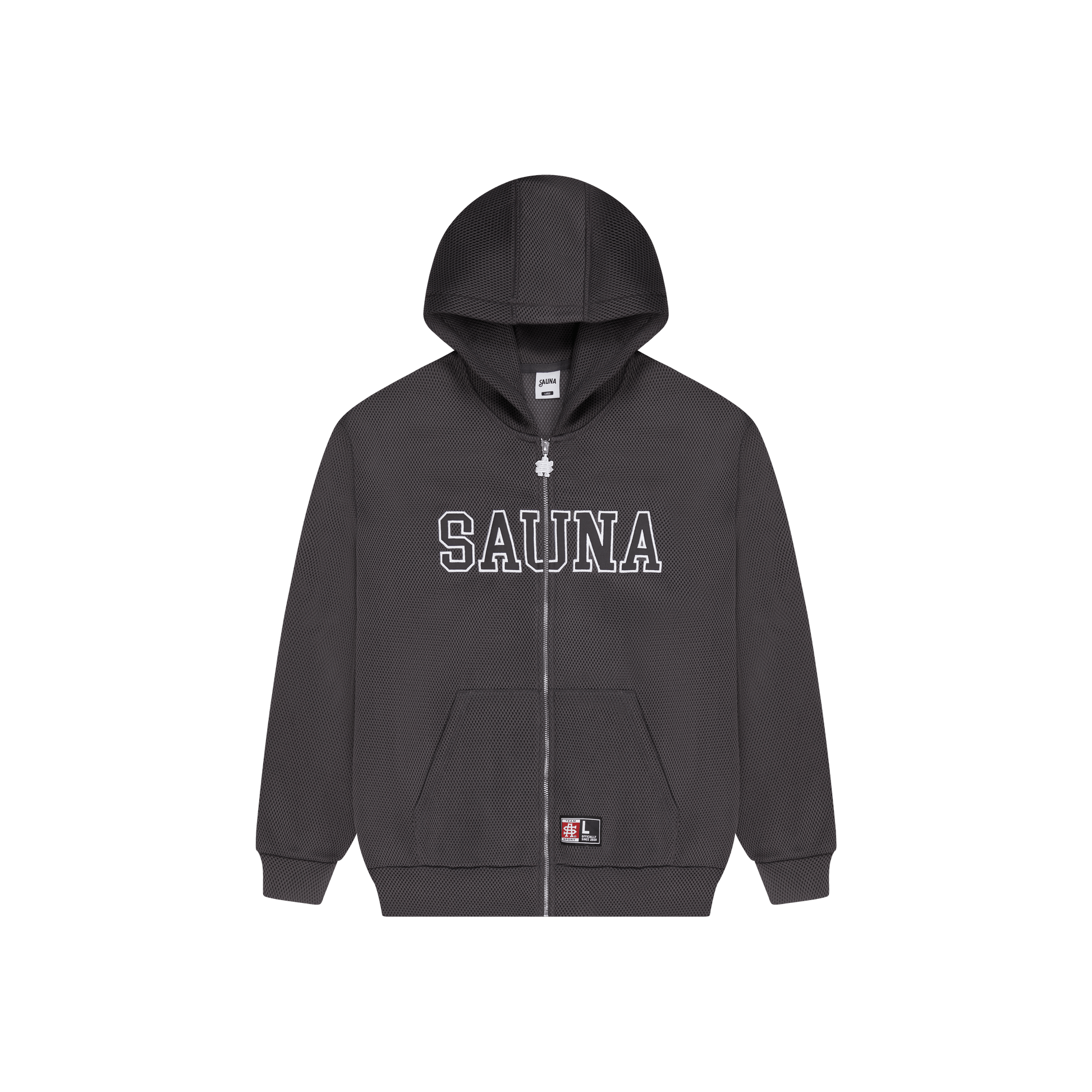 Mesh Zip-Up Hoodie [Grey]