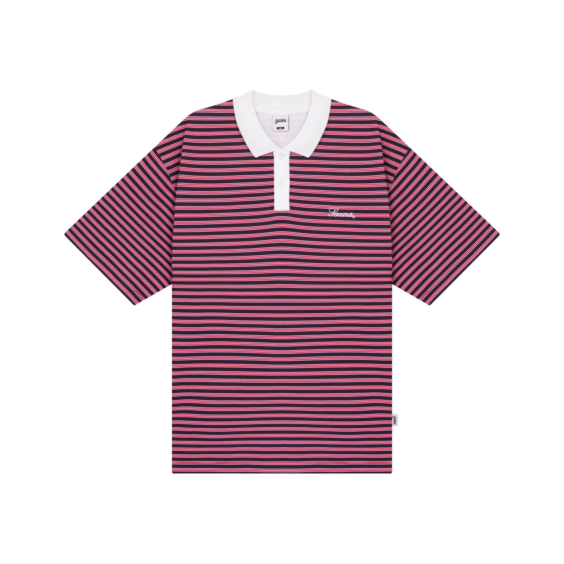 Retro Polo Shirt [Striped Pink]