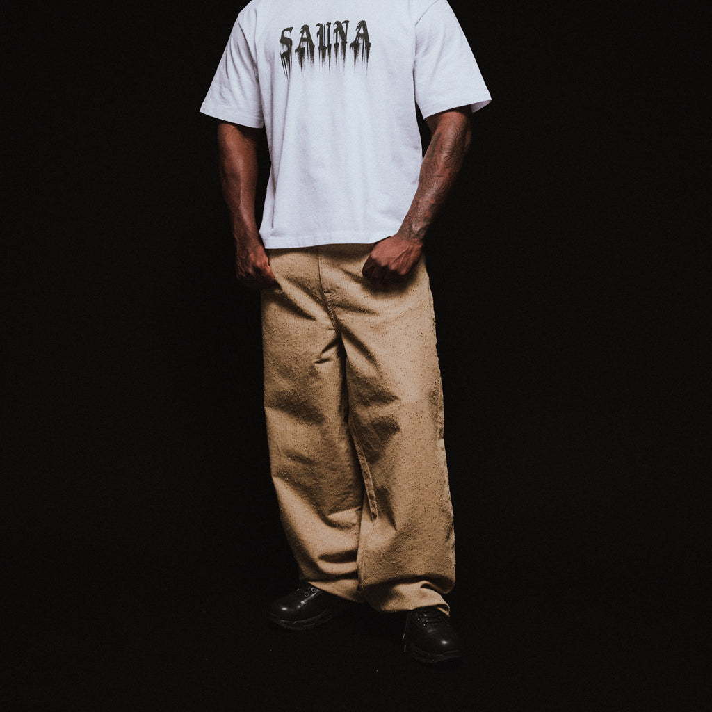 Cotton Baggy Jeans [Beige]