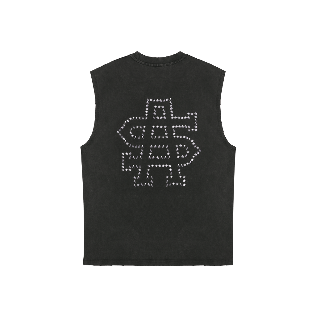 Sleeve Less Star Tee [Washed Black]