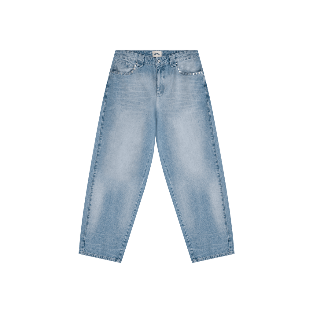 Denim Vintage Washed Baggy Jeans [Light Blue]